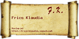Frics Klaudia névjegykártya